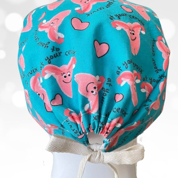 PREMIUM At Your Cervix Print Cap| Scrub Hat| OR Scrub Cap| CRNA Surgical Cap - Picture 3 of 5